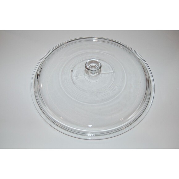 Vintage 12.25" Pyrex Corning Ware Clear Glass Replacement Lid W/ Knob & Ribbed - Picture 1 of 3